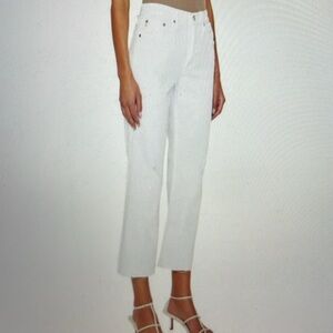 AG Adriano Goldschmidt Kinsley high rise pop crop white jean sz 24